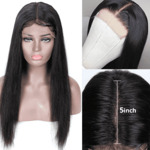 5x5 closure wig long straight black2