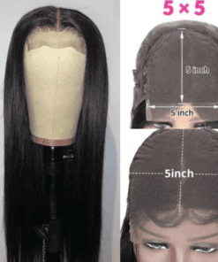 5x5 closure wig long straight black3