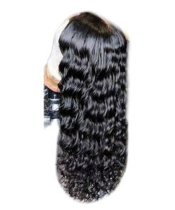 Caucasian lace frontal wig wavy long black4