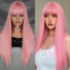 Pink Wig with Bangs 1