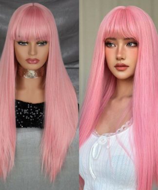 Pink Wig with Bangs 1