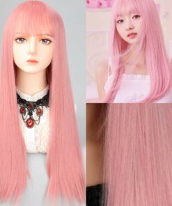 Pink Wig with Bangs 2