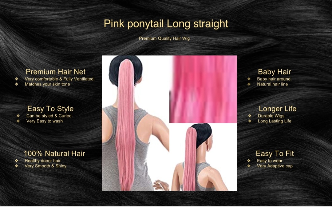 Pink ponytail Long straight