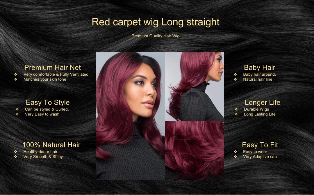 Red carpet wig Long straight