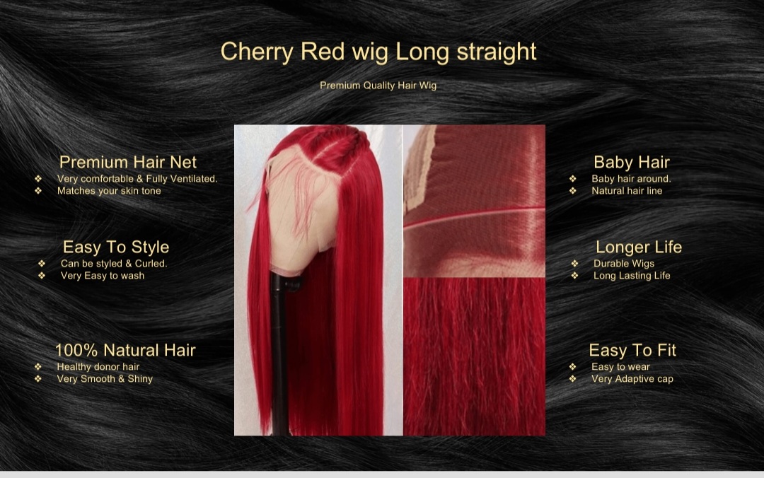Cherry Red wig Long straight