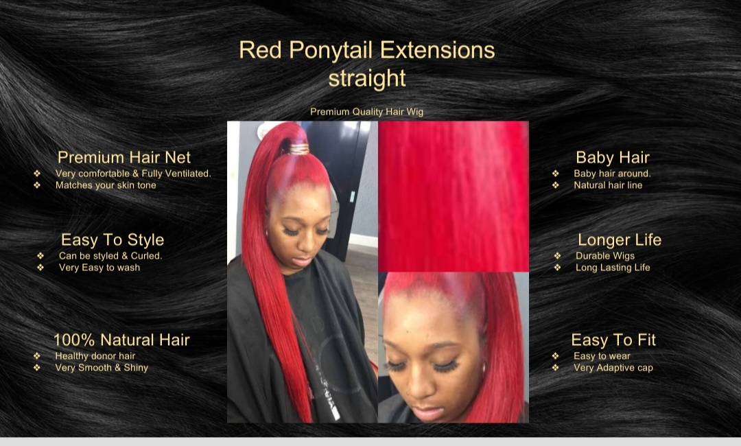 Red Ponytail Extensions straight