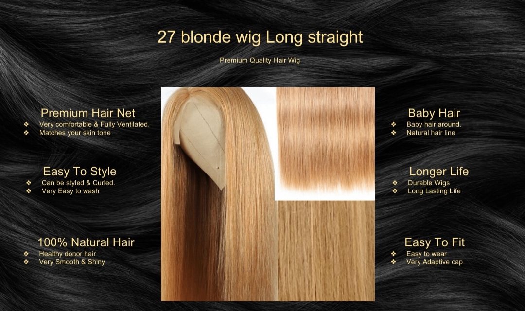 27 blonde wig Long straight