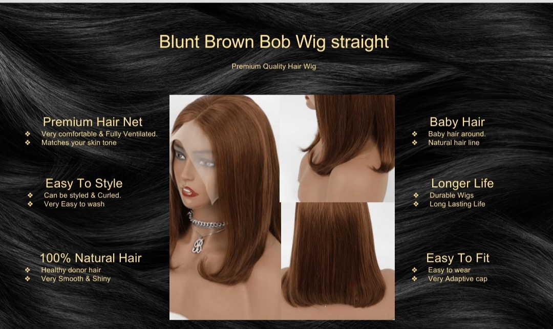 Blunt Brown Bob Wig straight