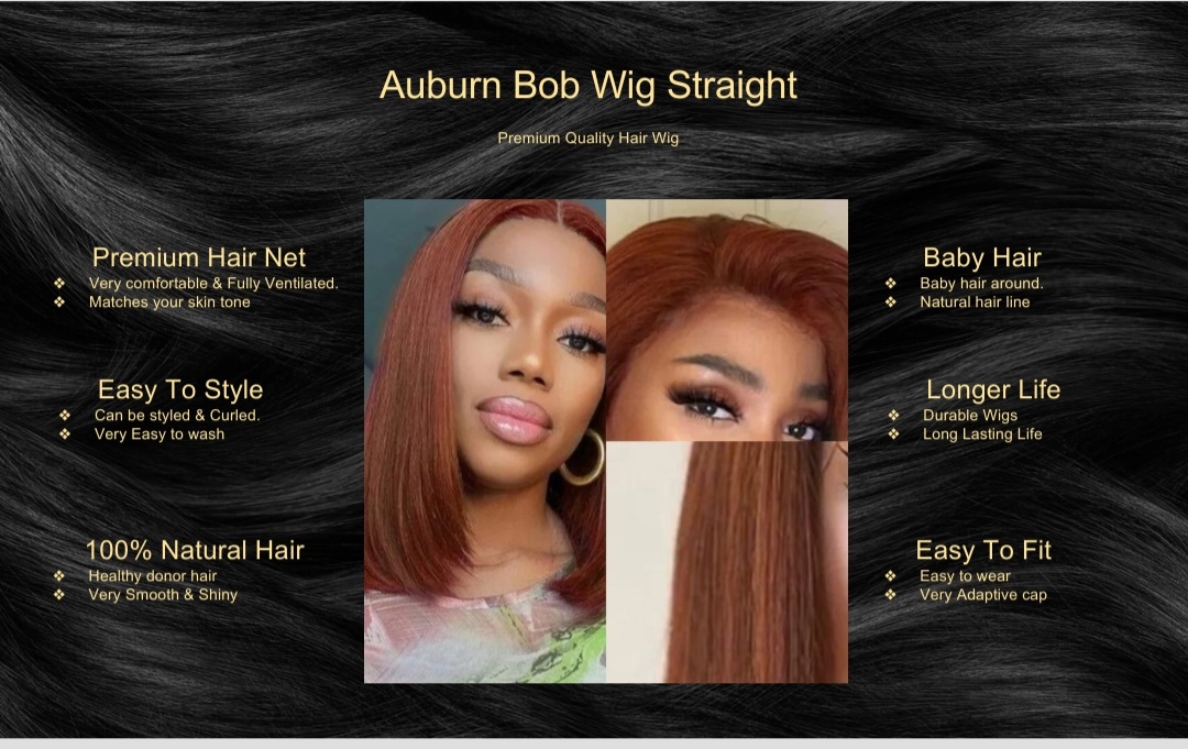 Auburn Bob wig Straight