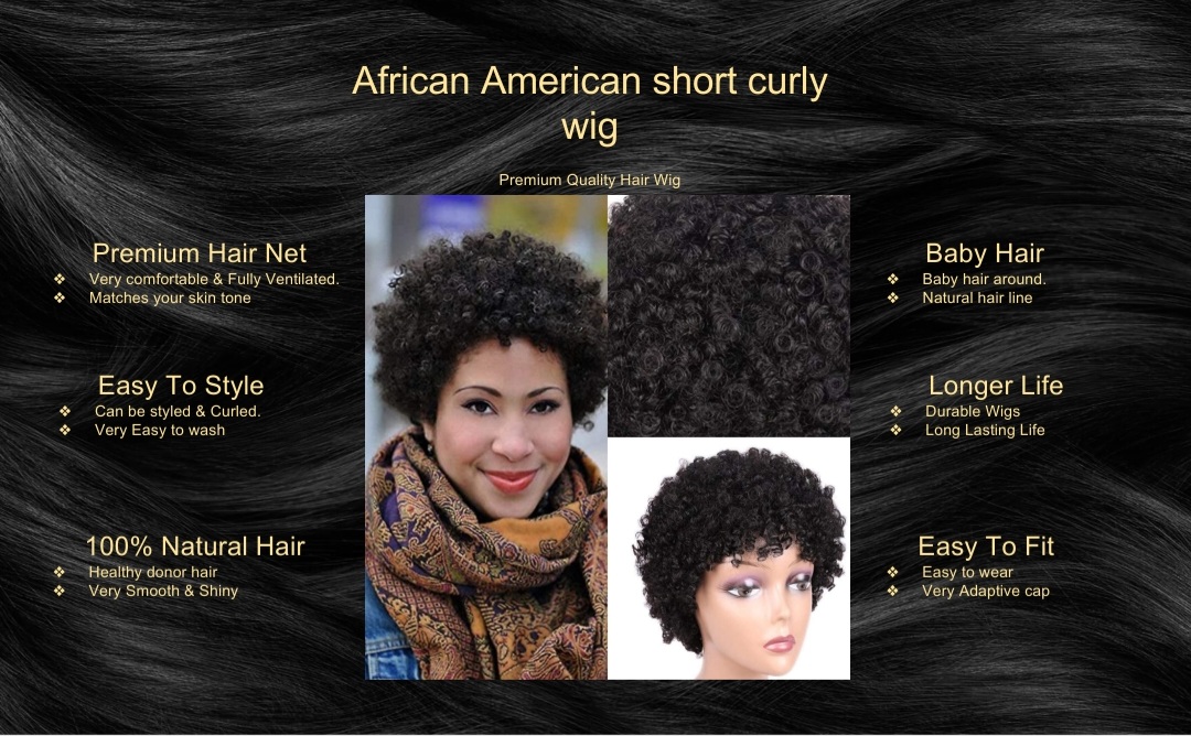 African American short curly wig