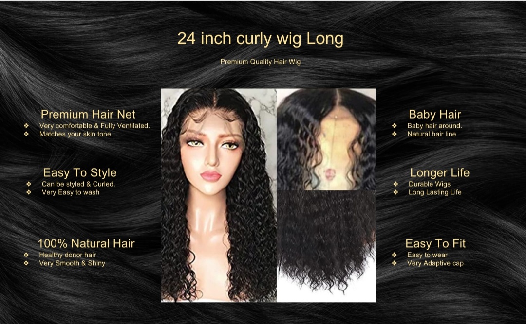 24 inch curly wig Long