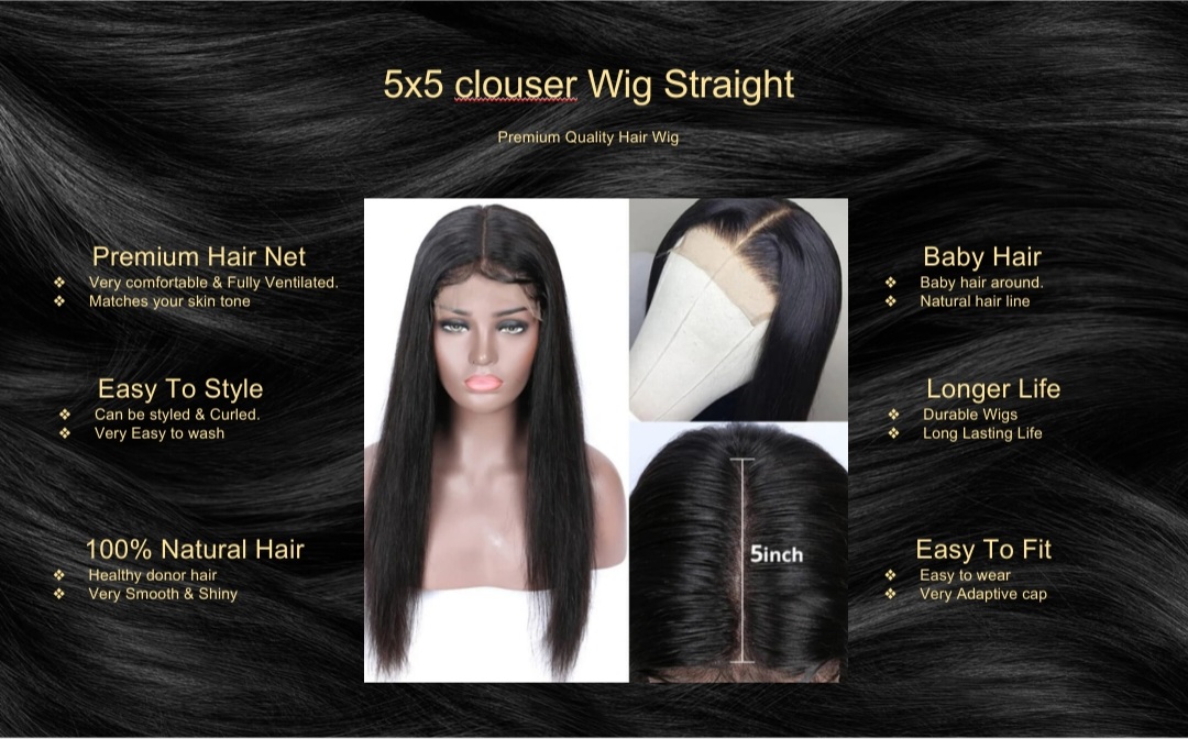 5x5 clouser Wig Straight