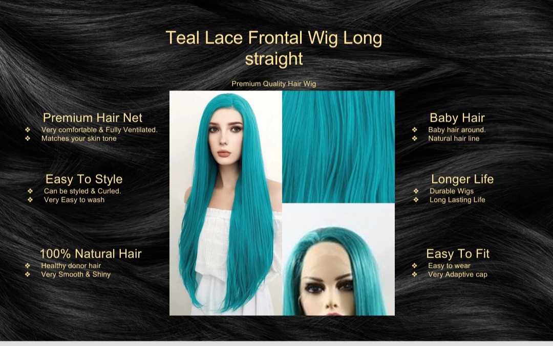 Teal Lace Frontal Wig Long straight