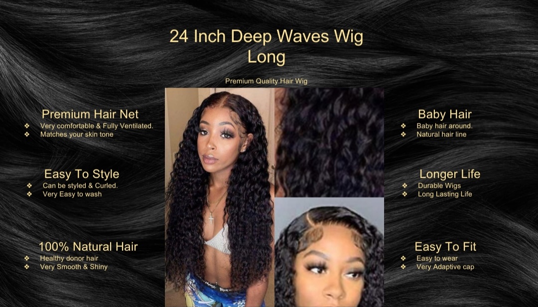 24 Inch Deep Waves Wig Long