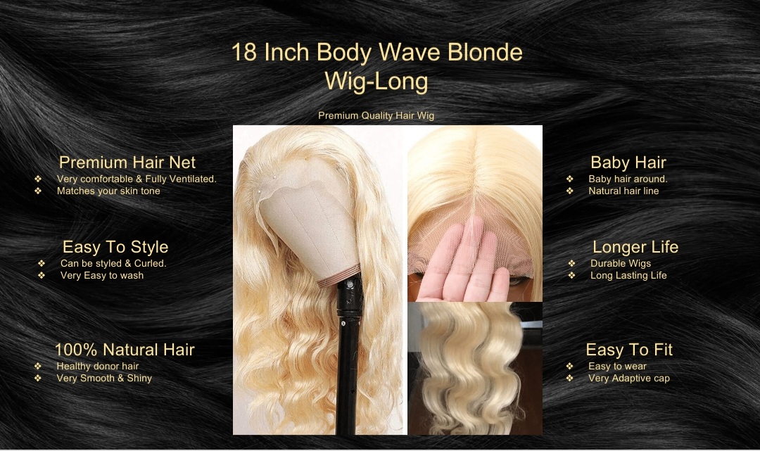 18 Inch Body Wave Blonde Wig-Long