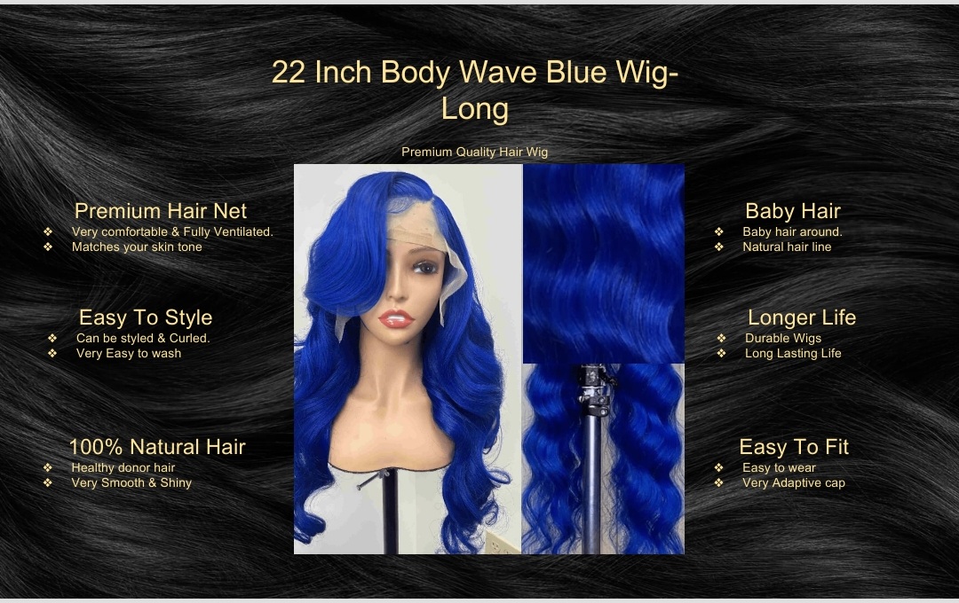 22 Inch Body Wave Blue Wig-Long