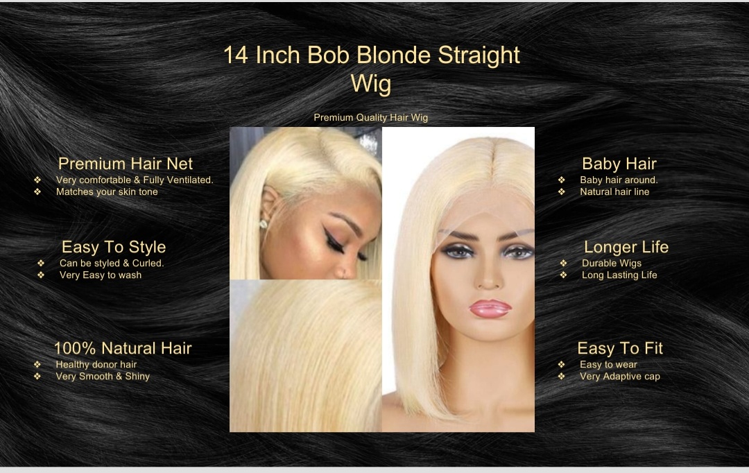 14 Inch Bob Blonde Straight Wig