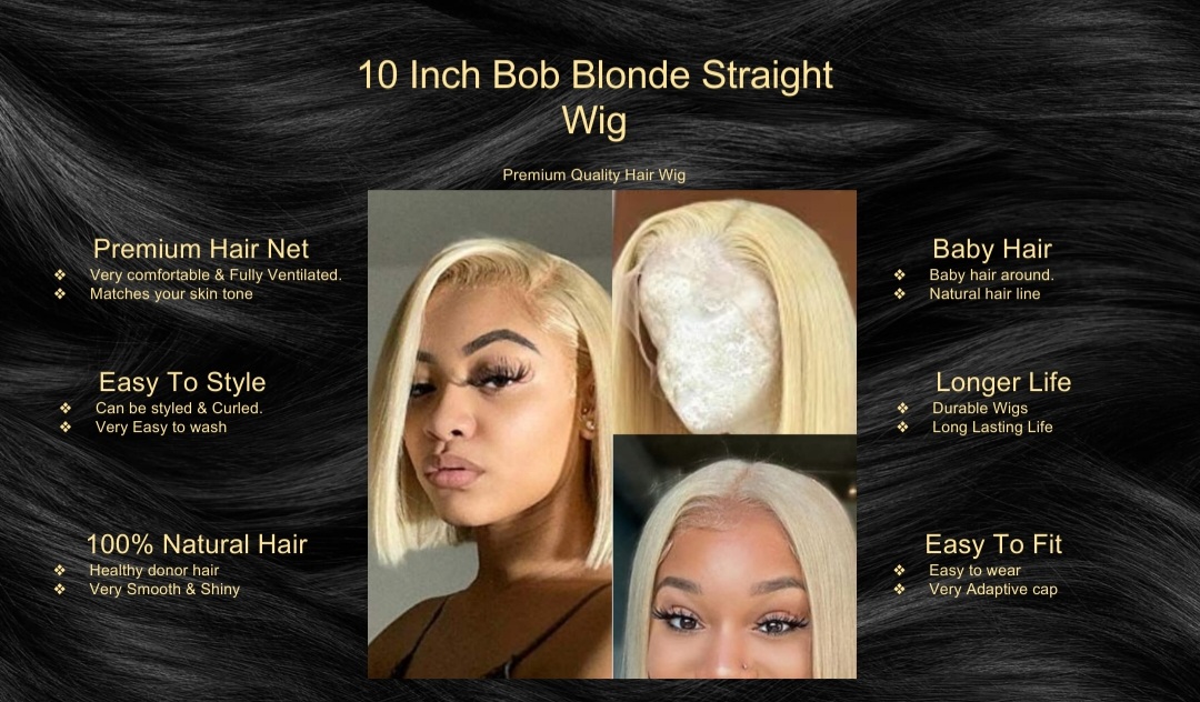10 Inch Bob Blonde Straight Wig