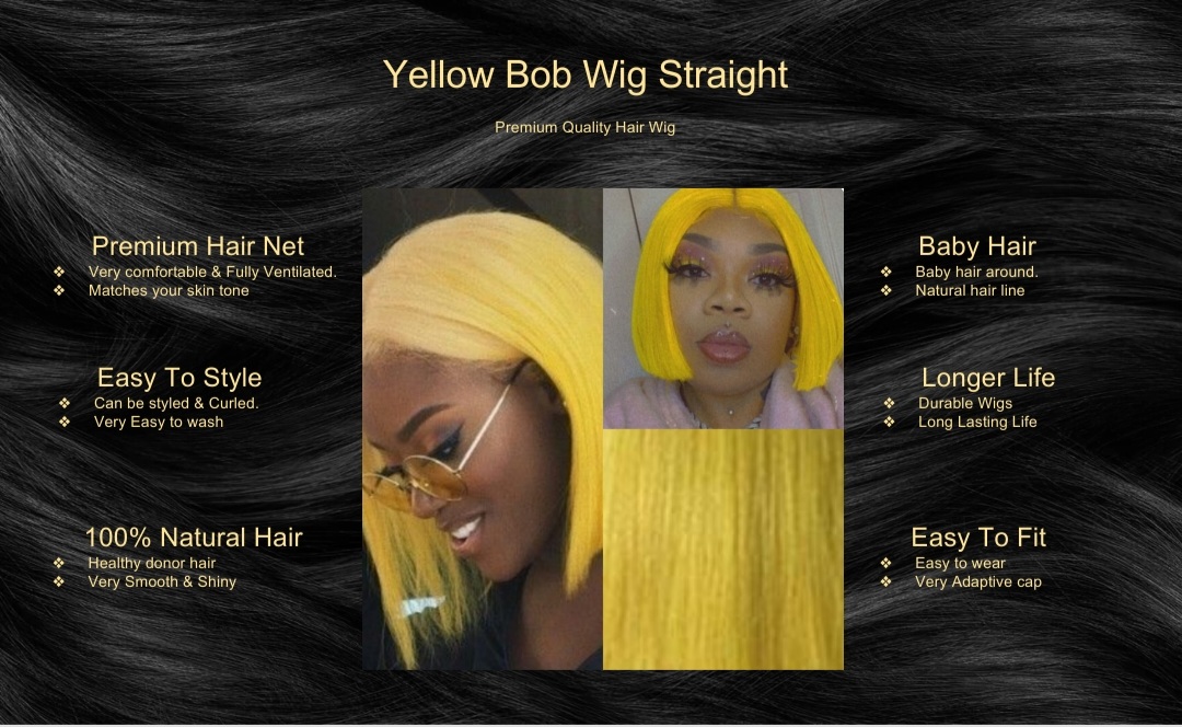 Yellow Bob Wig Straight