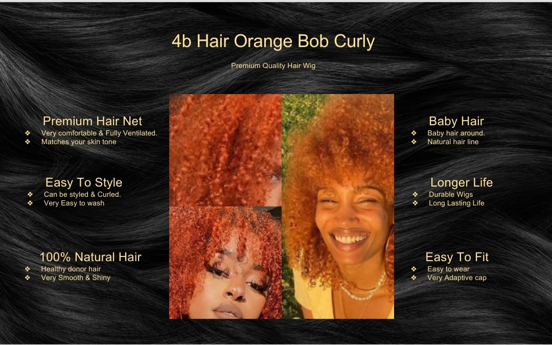 4b Hair Orange Bob Curly