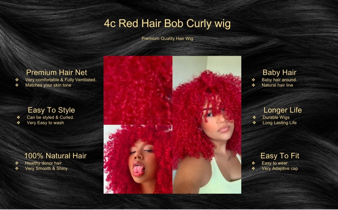 4c Red Hair Bob Curly wig