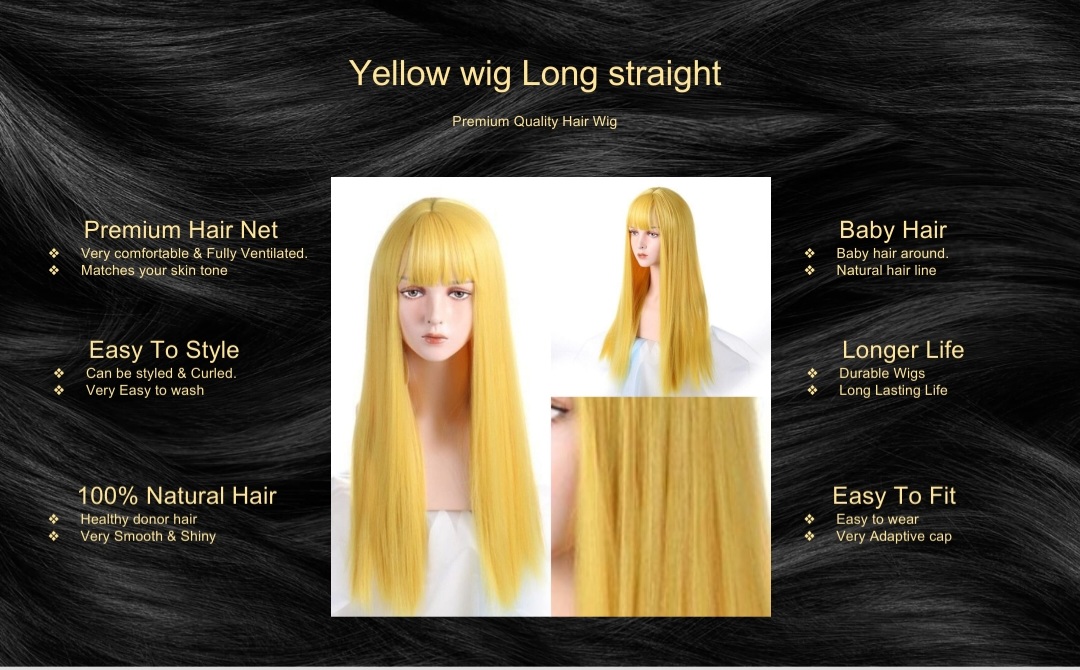 Yellow wig Long straight