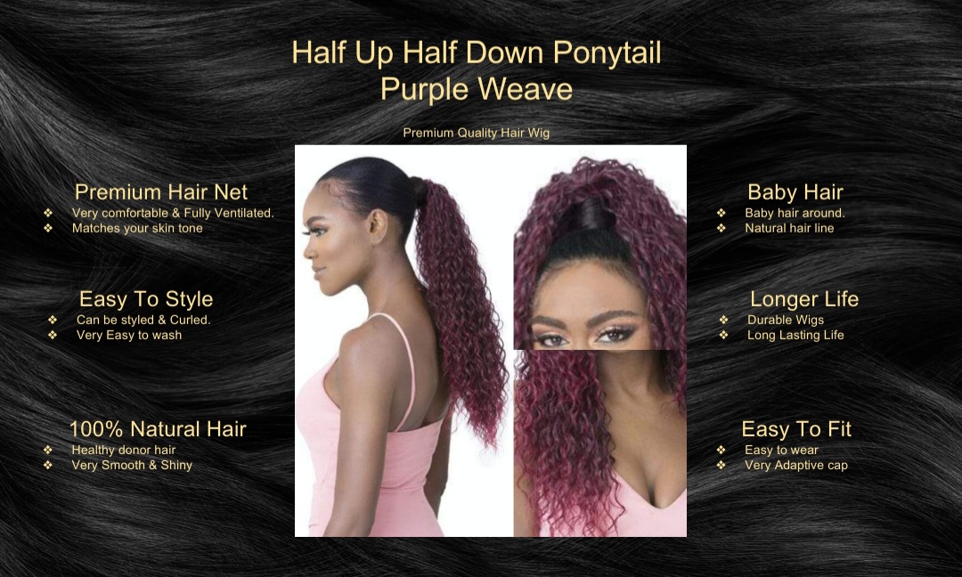 Half Up Half Down Ponytail Purple Weave