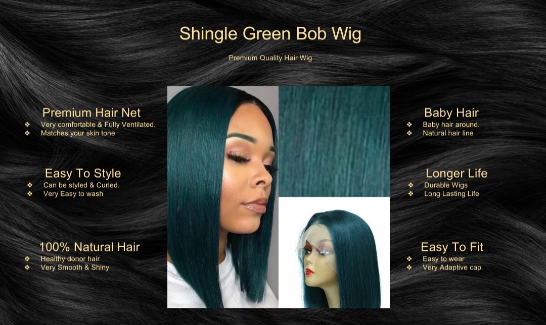 Shingle Green Bob Wig