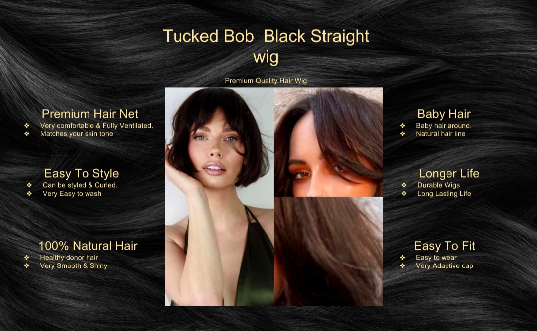 Tucked Bob Black Straight wig
