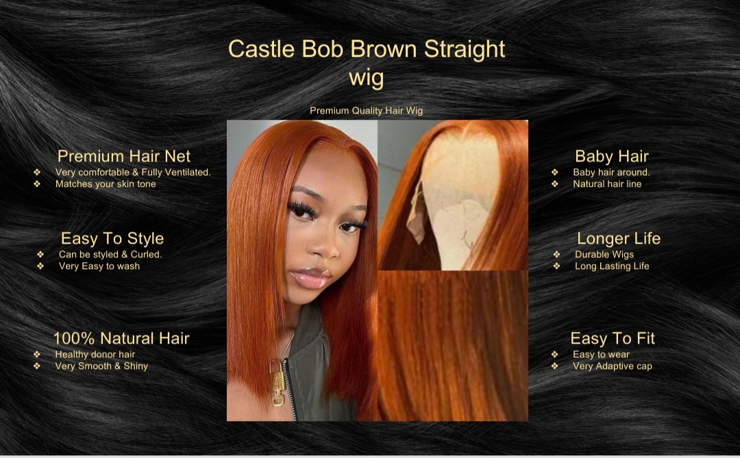 Castle Bob brown Straight wig