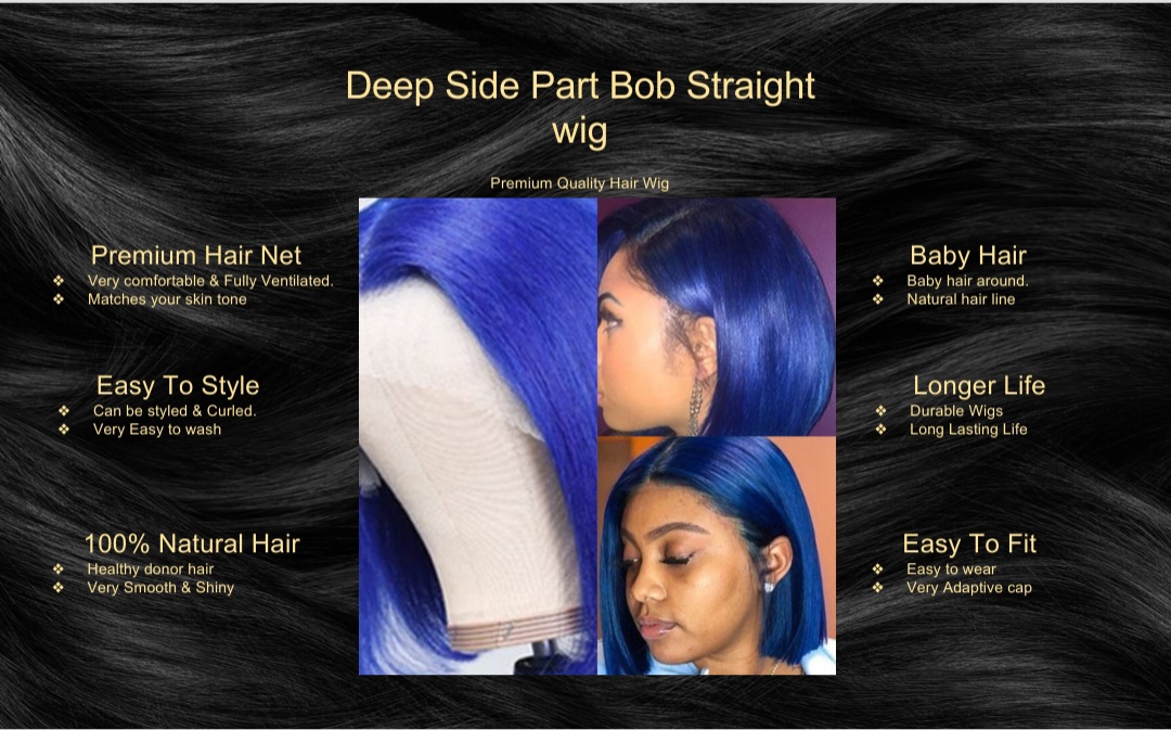 Deep Side Part Bob Straight wig