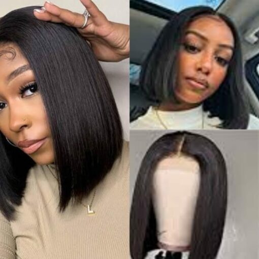 edgy black Bob wig-straight2