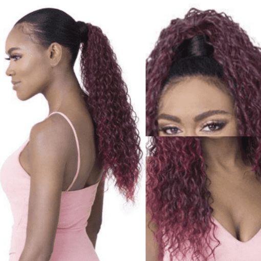 half up halfdown ponytail weave purple long2