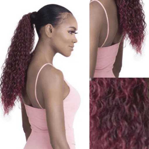 half up halfdown ponytail weave purple long3
