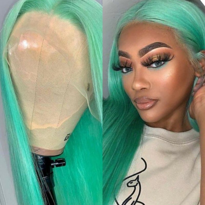 Mint Green Wig With Density Of 150, 180, And 250 And Also Having