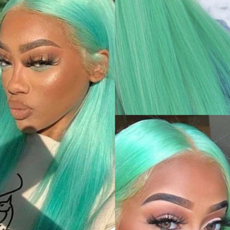 Mint Green Wig With Density Of 150, 180, And 250 And Also Having