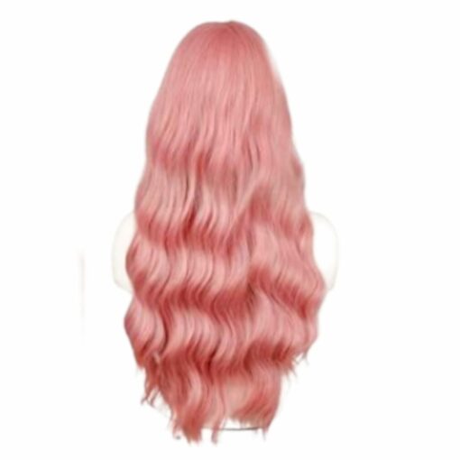 pink wig with fluffy curtain bangs-curly4
