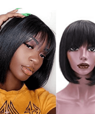 sleek bob with bangs-short black straight(1)