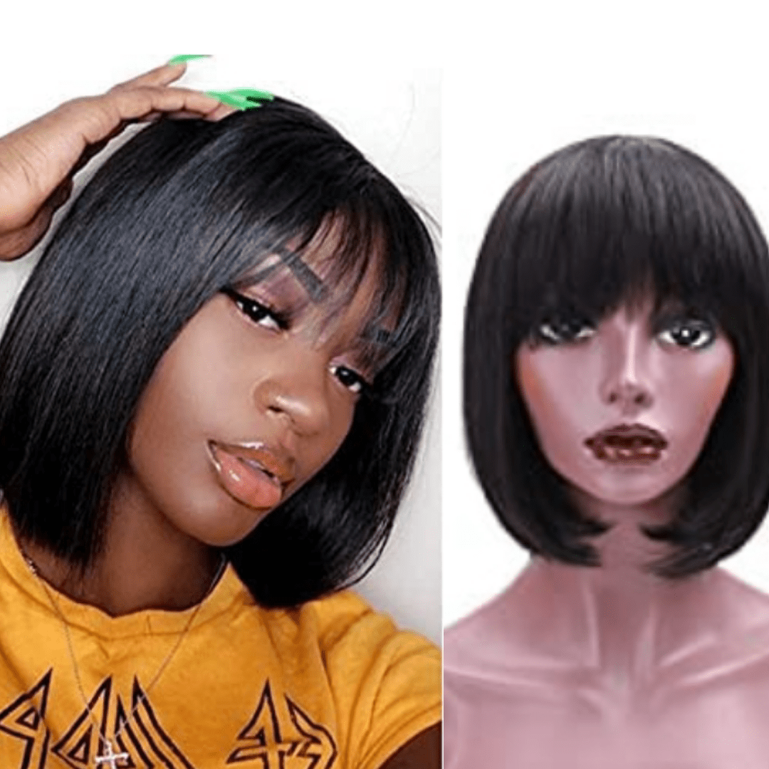 Kim - Black Fringe Bob With Bangs Wig