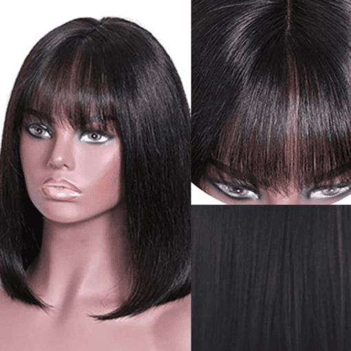 sleek bob with bangs-short black straight(2)