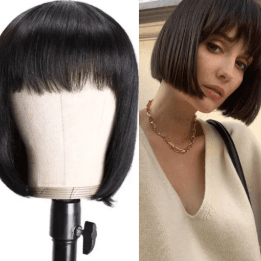 sliced bob with bangs-short black straight(1)