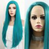 teal lace frontal wig long straight1