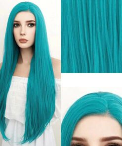 teal lace frontal wig long straight3