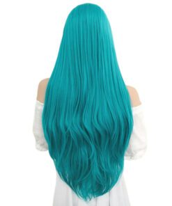 teal lace frontal wig long straight4