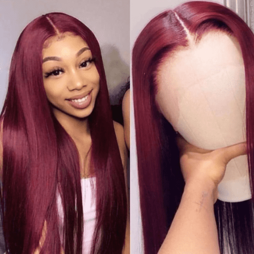 wine red wig long straight 1