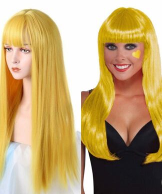 yellow wig with bangs-straight1
