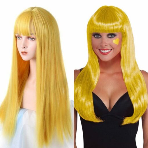 yellow wig with bangs-straight1