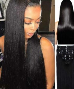 100 human Hair extension clip ins Black Long straight2