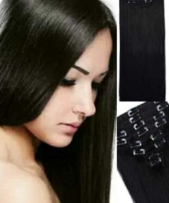 100 human Hair extension clip ins Black Long straight3 1