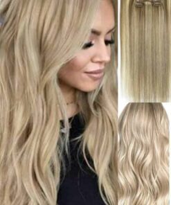 18inch ash blonde clip in hair extensions straight long2